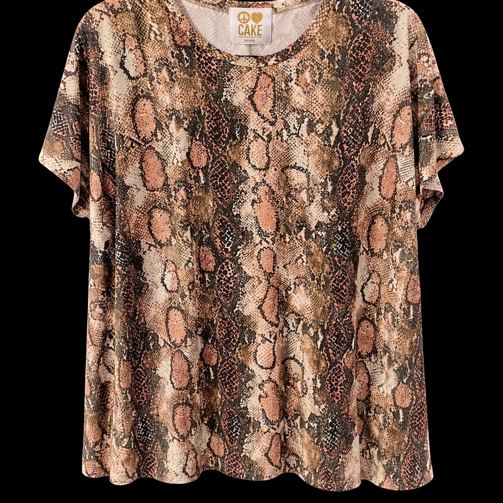 CAKE Snake Print Short Sleeve Top | Size M